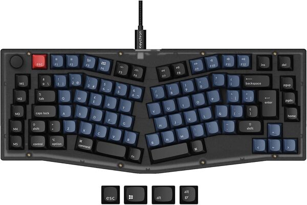 Keychron V10 75% Alice mekaniskt ergonomiskt speltangentbord, K Pro Red, svart