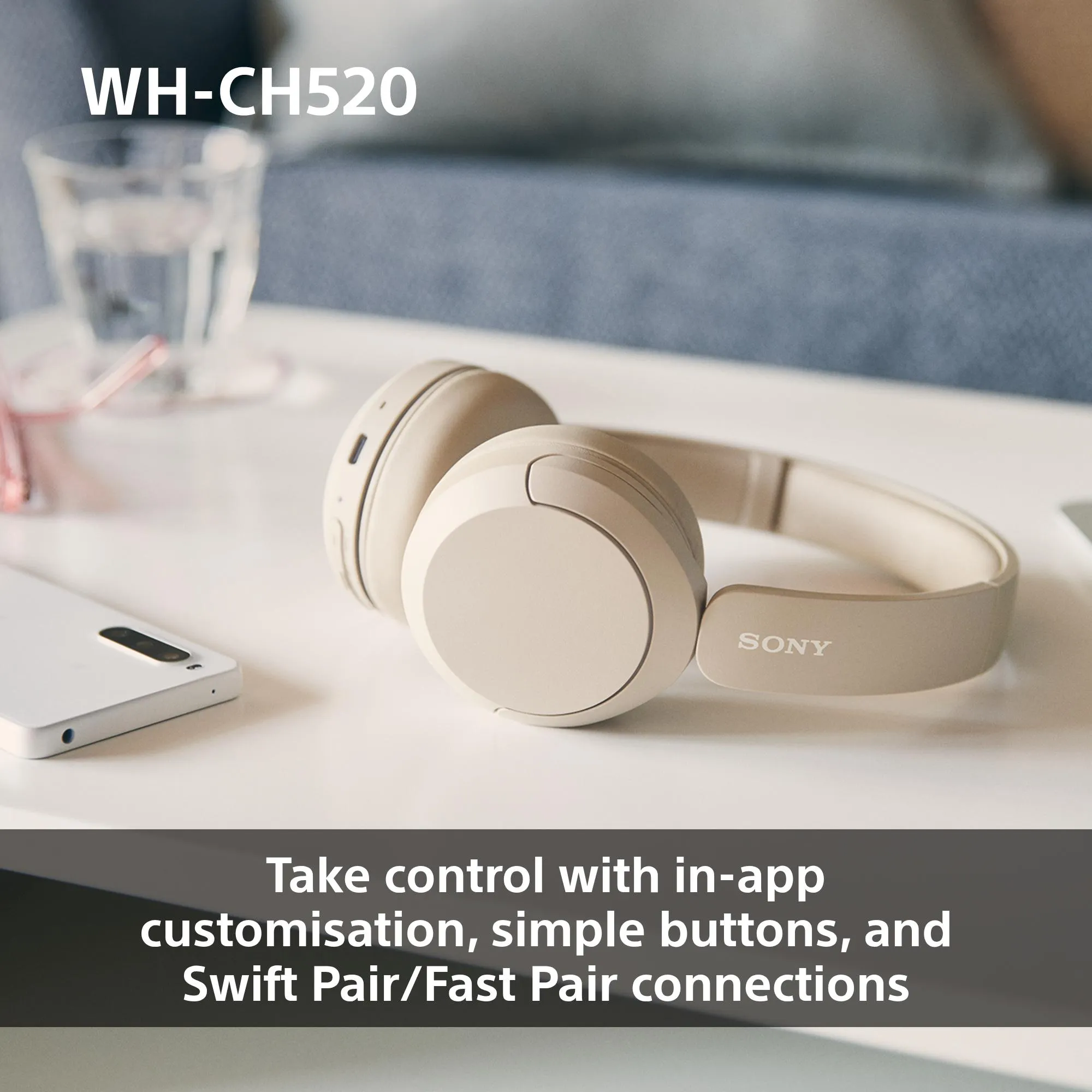 Sony WH-CH520 - wireless headphones, Yellow