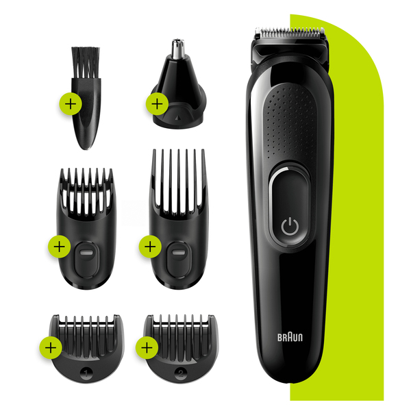 BRAUN PARRANTASAAJA MGK3220 6-in-1 MULTIGROOMER. Ladattava all-in-one-trimmeri, joka tarjoaa ennenn&auml;kem&auml;tt&ouml;m&auml;n leikkaustehon. &Auml;&auml;rimm&auml;isen tarkka muotoilu elini&auml;