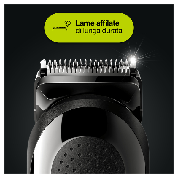 BRAUN PARRANTASAAJA MGK3220 6-in-1 MULTIGROOMER. Ladattava all-in-one-trimmeri, joka tarjoaa ennenn&auml;kem&auml;tt&ouml;m&auml;n leikkaustehon. &Auml;&auml;rimm&auml;isen tarkka muotoilu elini&auml;