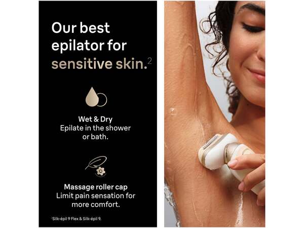 Braun Silk&middot;&eacute;pil 9 Flex 9-011 3D Wet &amp; Dry -epilaattori, kulta