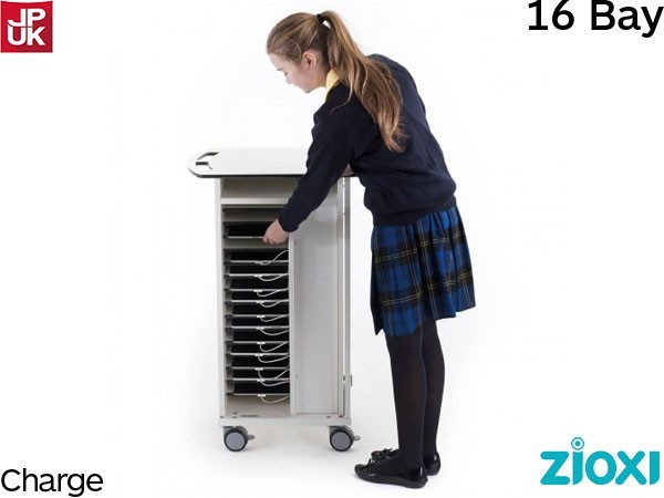 zioxi CHRGT-IP-16 iPad Security Trolley, Store and Charge, 16 Bay, Android Compatible