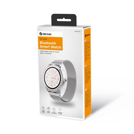 Denver SW-360S Smartklocka med hj&auml;rtfrekvens-sensor Silver