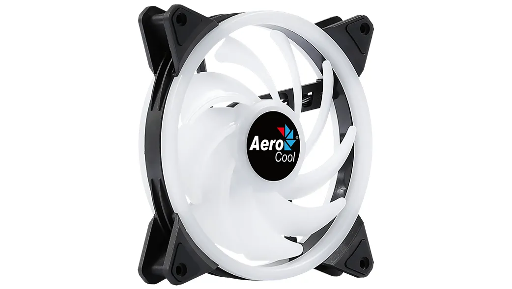 Aerocool Duo 14, 140 mm, hydraulinen laakeri, ARGB -tuuletin, musta