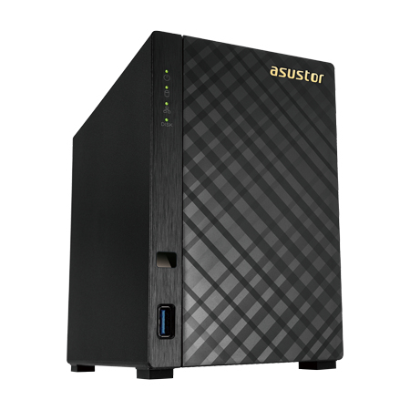 ASUSTOR AS-3102T 2-Bay NAS Intel Celeron Dual-Core 2 GB SO-DIMM DDR3L GbE x 2 USB 3.0 &amp; eSATA WoL System Sleep Mode AES-NI hardware