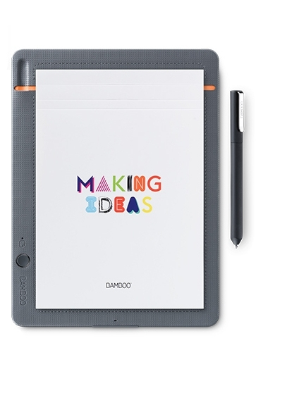 Wacom Bamboo Slate Small - Digitoija - 14.8 x 21 cm - s&auml;hk&ouml;magneettinen - langaton - Bluetooth - keskitason harmaa oransseilla korostuksilla
