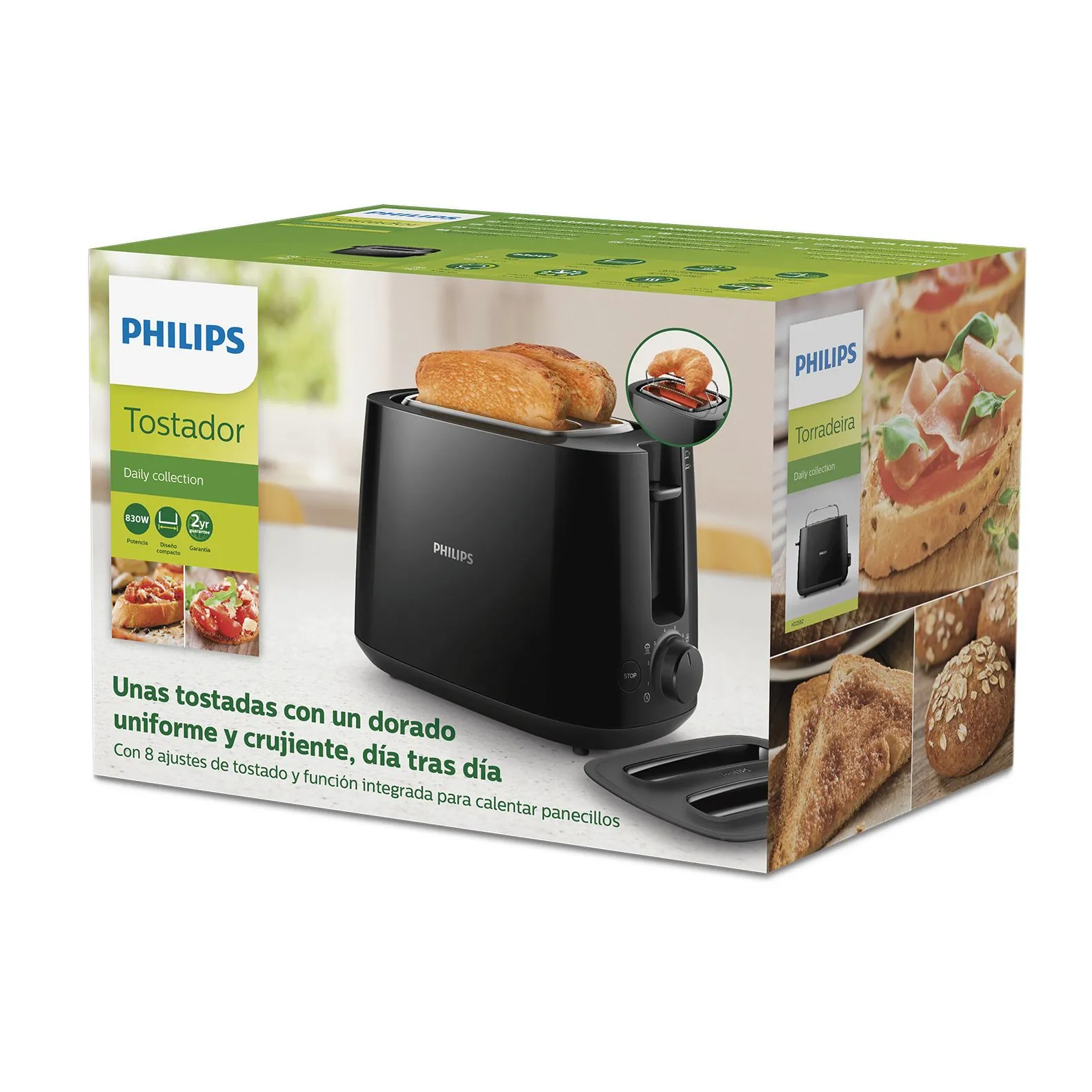 Philips Daily Collection HD2582/90 toaster, 2 slices, Black