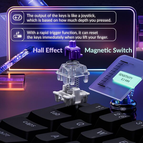 Keychron K6 HE SE K6H-F1-BO 65% -langaton mekaaninen pelin&auml;pp&auml;imist&ouml;, Gateron Magnetic, musta