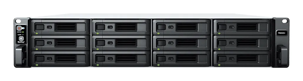 Synology RackStation RS2423+ - 12-facks rackmonterad n&auml;tverkslagring (40 TB), svart