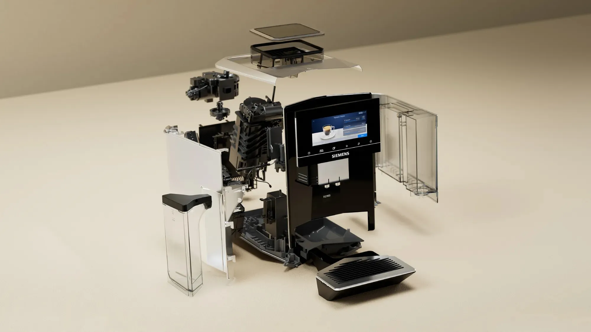 Siemens TQ905R09 EQ.900 - espresso machine, Black, Stainless steel