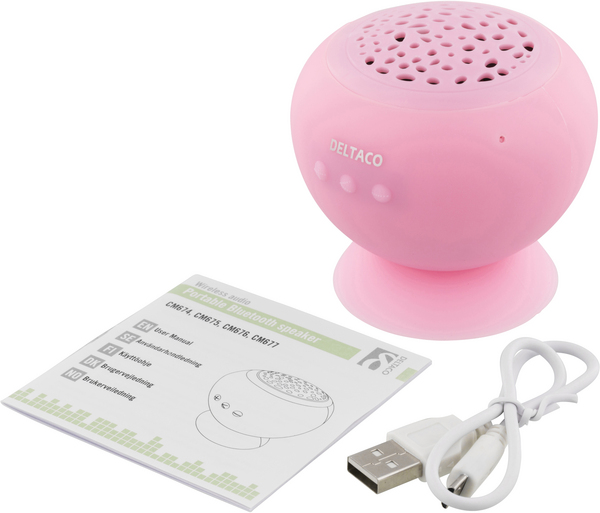 DELTACO Bluetooth kaiutin, 3W, 10m, 500mAh, USB Micro B, vaal.pun