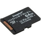 Kingston Industrial 64GB MicroSDXC UHS-I U3 V30 A1 card with SD adapter, Black