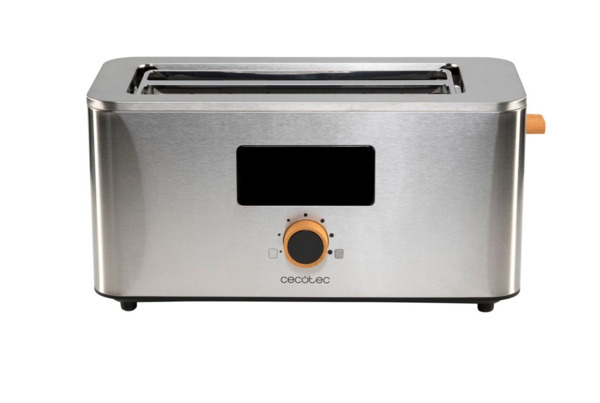 CECOTEC Touch&amp;Toast Extra Double Toaster, 2 Slices, 2 Extra Wide Long Slots, Touch Control, Built-in Display, Steel, 1500 W