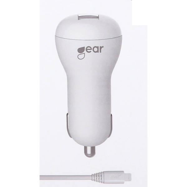 GEAR Laddare 12-24V 1xUSB 1A Vit Lightning Kabel Rund 1m MFI