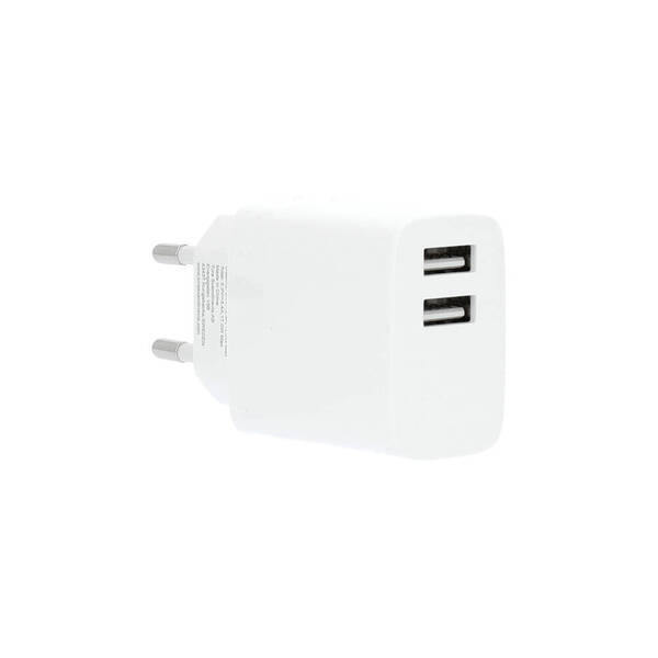 GEAR Charger 220V 2xUSB-A 3.4A White USB-C 2.0 Cable 1m