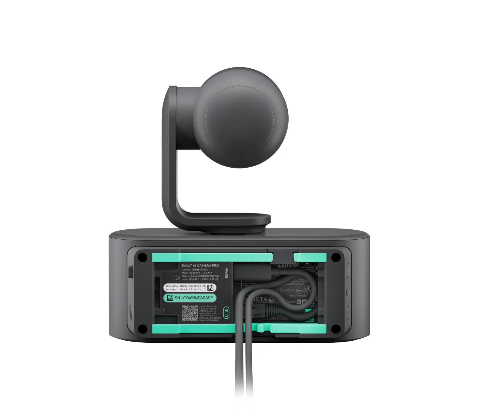 Logitech Rally AI Camera Pro 4K UHD, AI-seuranta, automaattitarkennus -ptz-konferenssikamera, grafiitti