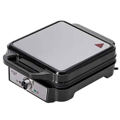 Adler AD 3083 Waffle Iron, 1800 Watt, 4 Waffles, Black/Silver
