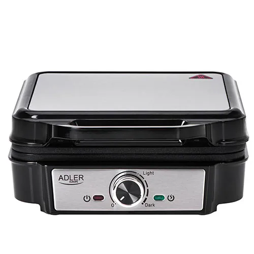 Adler AD 3083 Waffle Iron, 1800 Watt, 4 Waffles, Black/Silver
