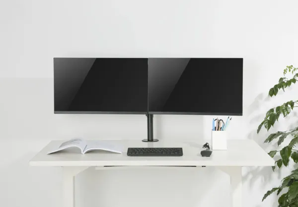 Deltaco Office Dual -n&auml;ytt&ouml;varsi, musta, 13&quot;-27&quot;, 2x8Kg