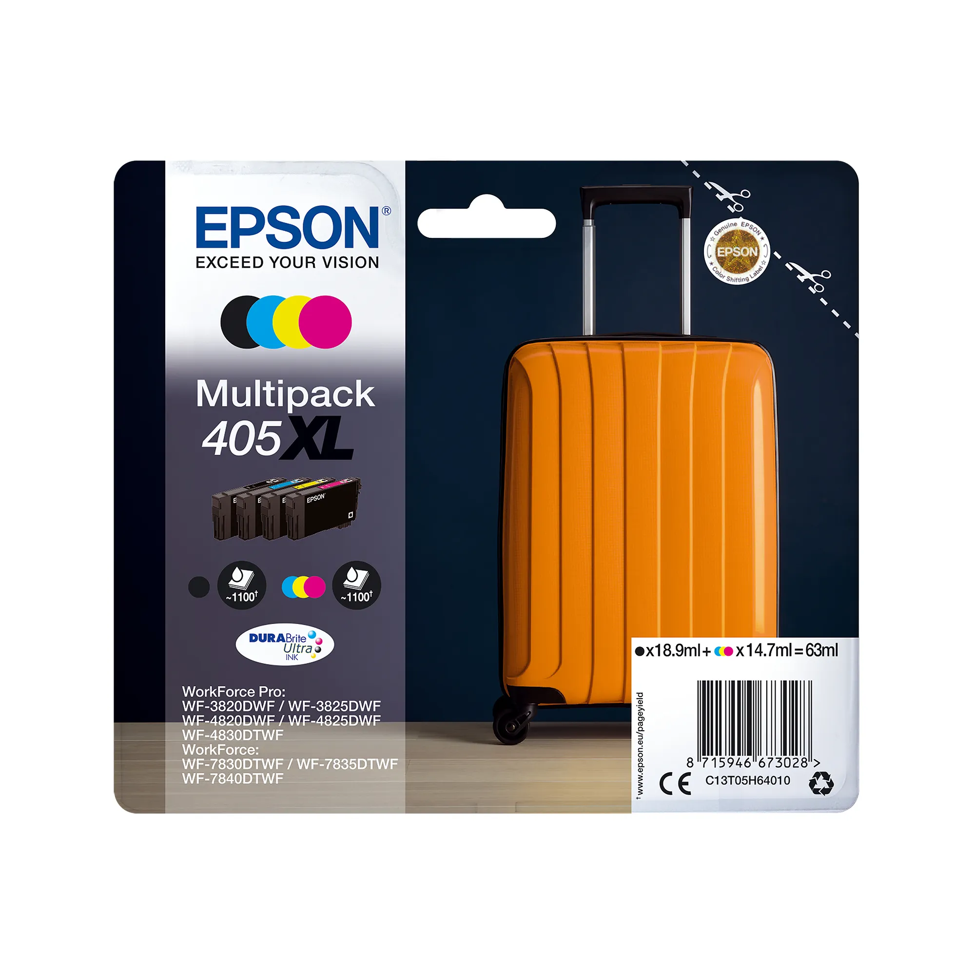 Epson 405XL kit med bl&auml;ckpatroner, flerf&auml;rgad, 4 st