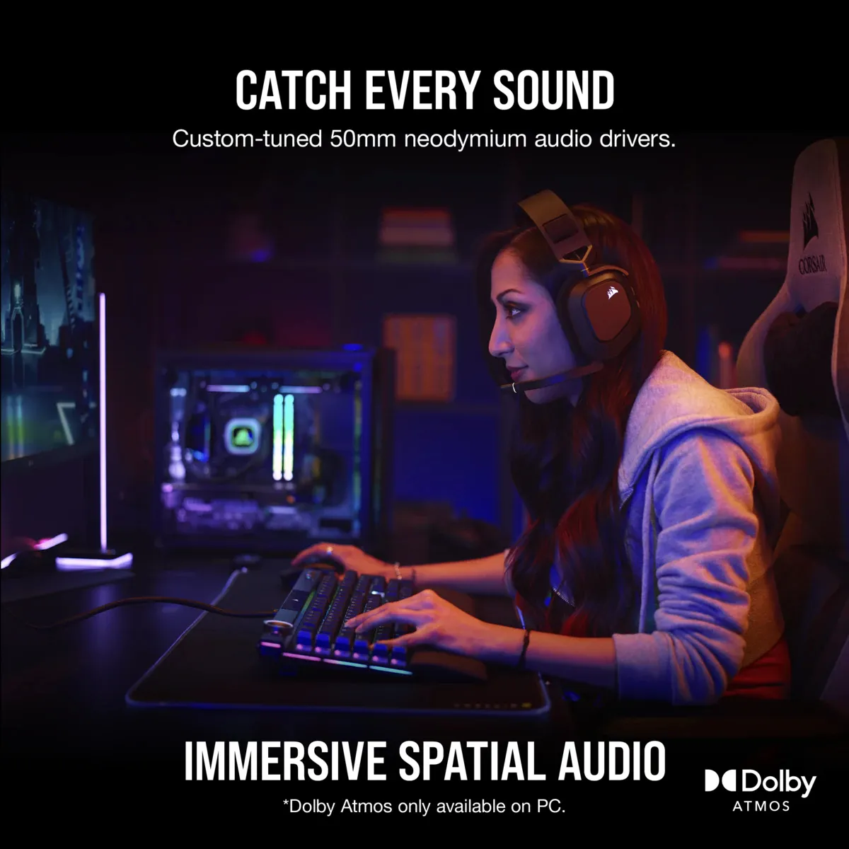 Corsair HS80 RGB - wireless gaming headset, carbon