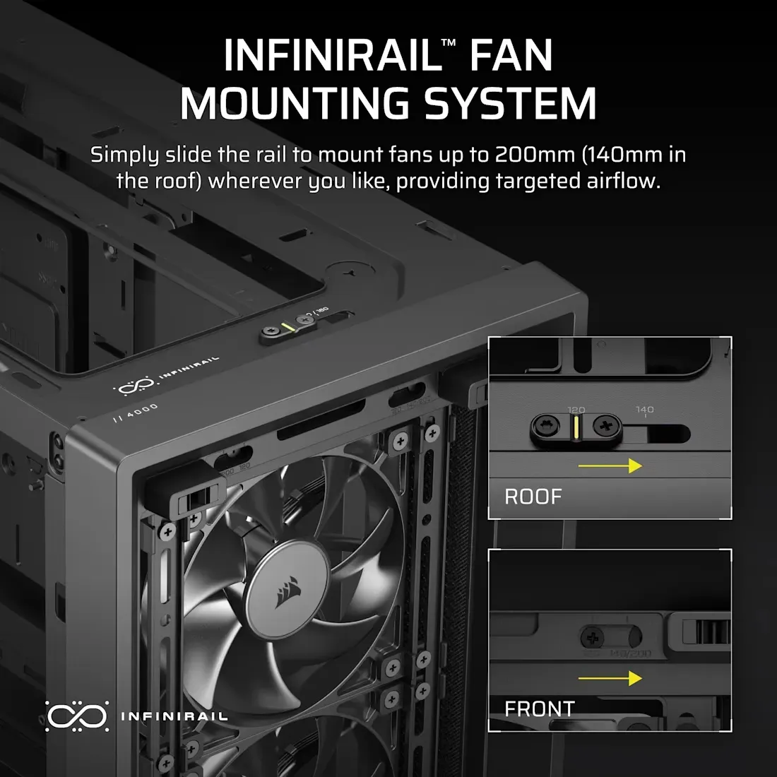 CORSAIR FRAME 4000X RS Midi-Tower Case with window, with RGB lighting, Black