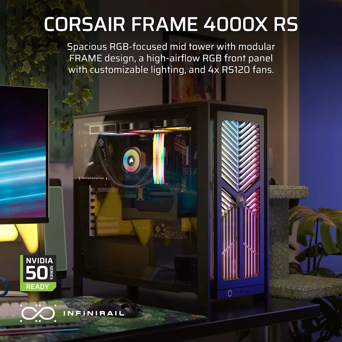 CORSAIR FRAME 4000X RS Midi-Tower Case with window, with RGB lighting, Black