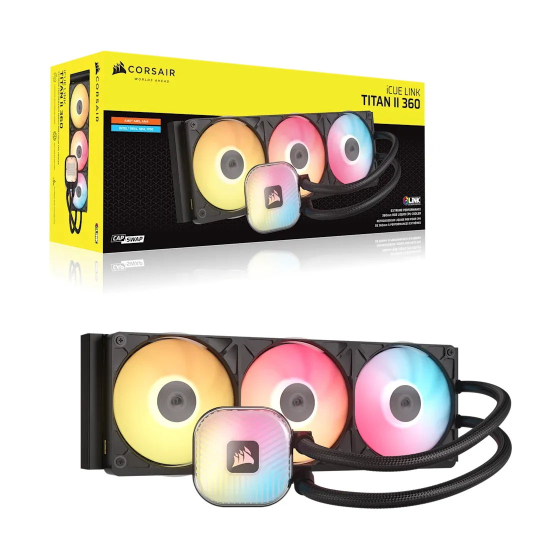 CORSAIR iCUE LINK TITAN II 360 RX RGB All-in-One Liquid CPU Cooler - Black