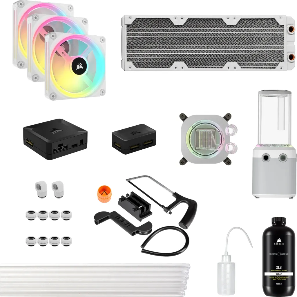 CORSAIR Hydro X Series iCUE LINK XH405i Custom Cooling Kit  Hardline Water Cooling Loop - White