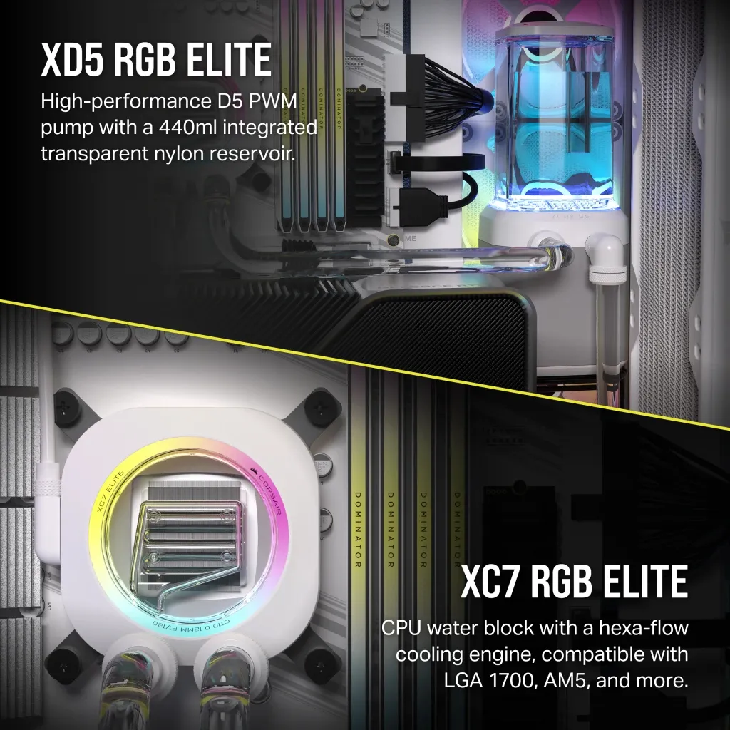 CORSAIR Hydro X Series iCUE LINK XH405i Custom Cooling Kit  Hardline Water Cooling Loop - White