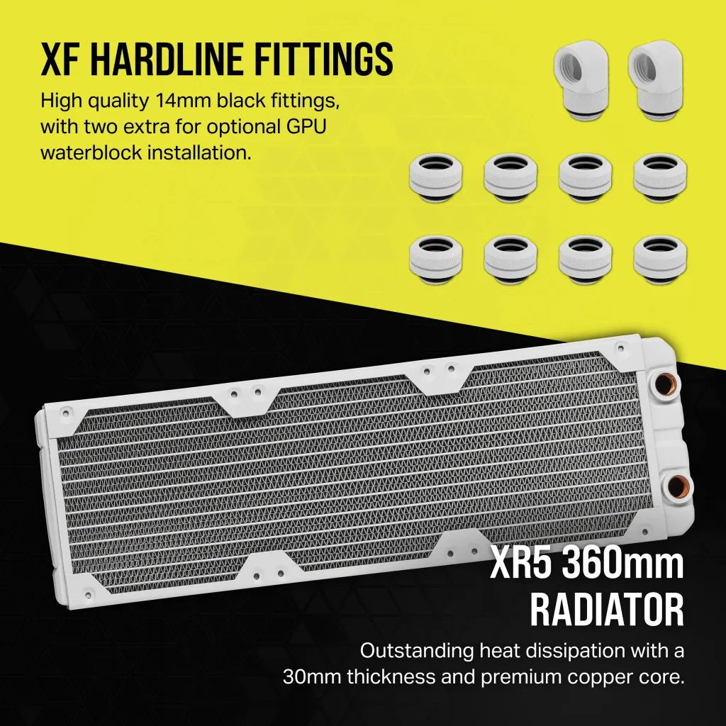 CORSAIR Hydro X Series iCUE LINK XH405i Custom Cooling Kit  Hardline Water Cooling Loop - White