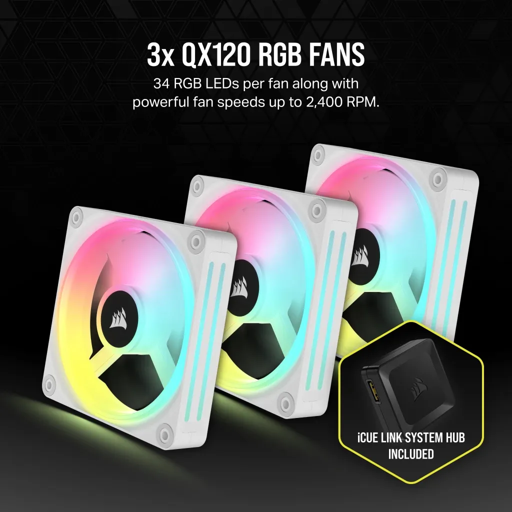 CORSAIR Hydro X Series iCUE LINK XH405i Custom Cooling Kit  Hardline Water Cooling Loop - White