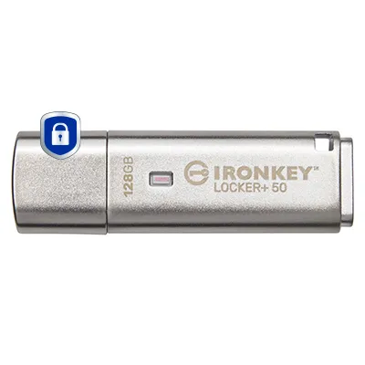 Kingston IronKey Locker+ 50 128GB USB 3.2 Gen 1x1 - memory stick, Silver