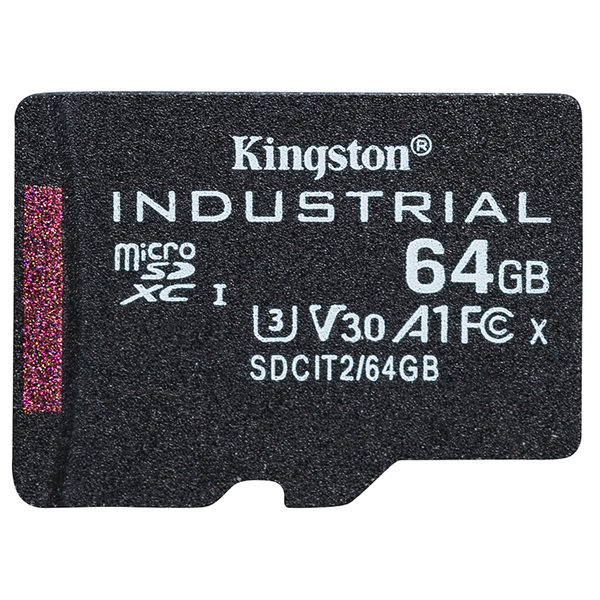 Kingston Industrial 64 GB MicroSDXC UHS-I U3 V30 A1 kort + SD-adapter, svart