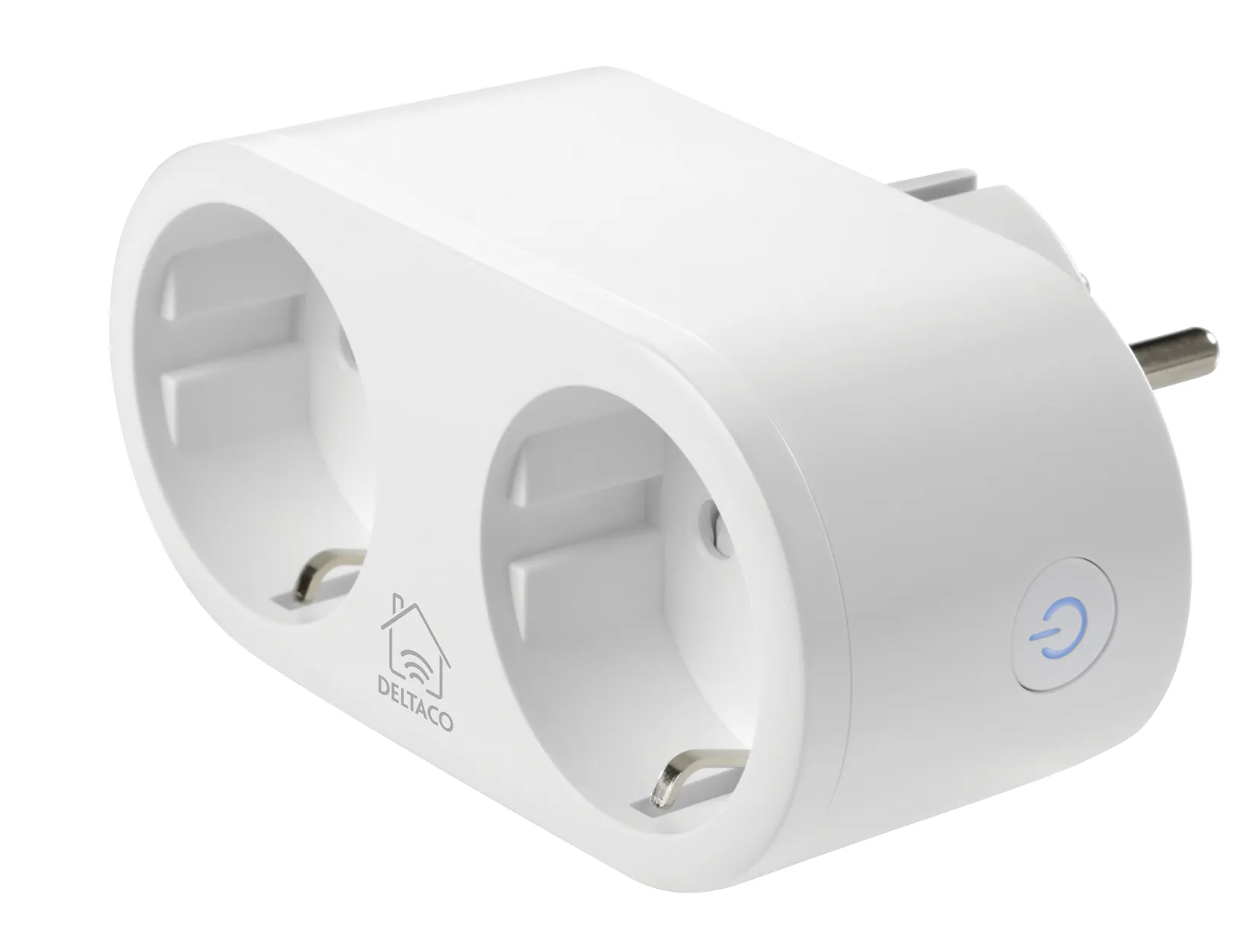 Deltaco Smart Plug with Energy Monitoring, Wi-Fi -kaksiosainen &auml;lypistorasia