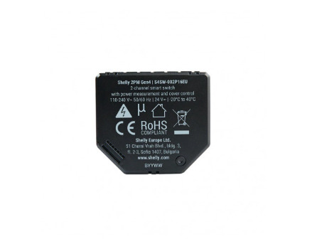 Shelly 2PM Gen4 4-pack A 2-channel smart switch for control of curtains, blinds, and shutters.