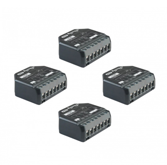 Shelly 2PM Gen4 4-pack A 2-channel smart switch for control of curtains, blinds, and shutters.