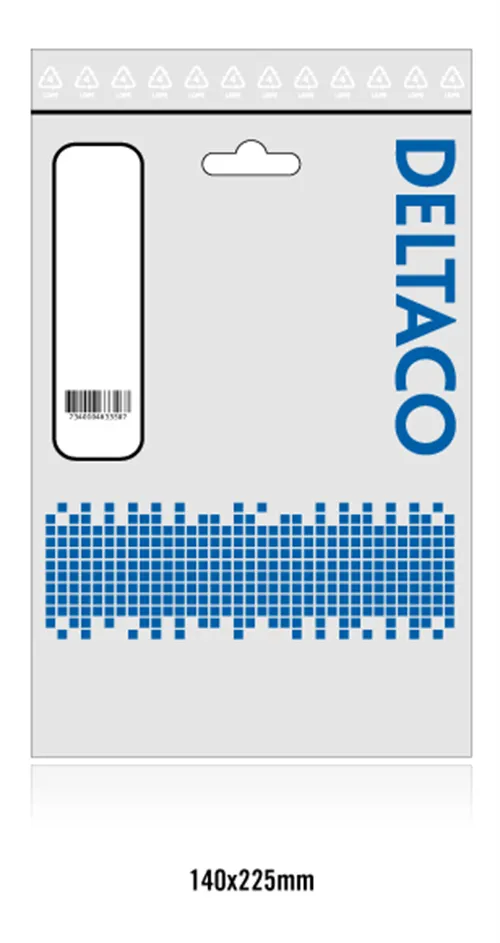 Deltaco USB-C &ndash; USB-C 3.2 Gen 1 -kaapeli, 0,25 m, Valkoinen