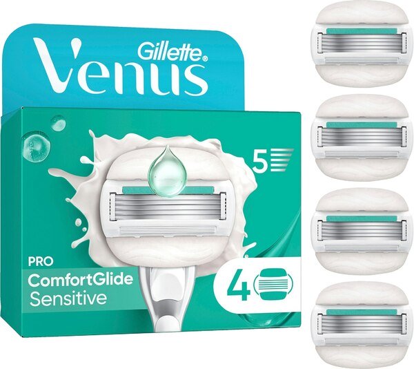 Gillette Venus Pro ComfortGlide Sensitive, 4-pack - rakblad