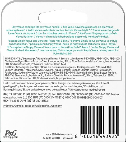 Gillette Venus Pro ComfortGlide Sensitive, 4-pack - rakblad