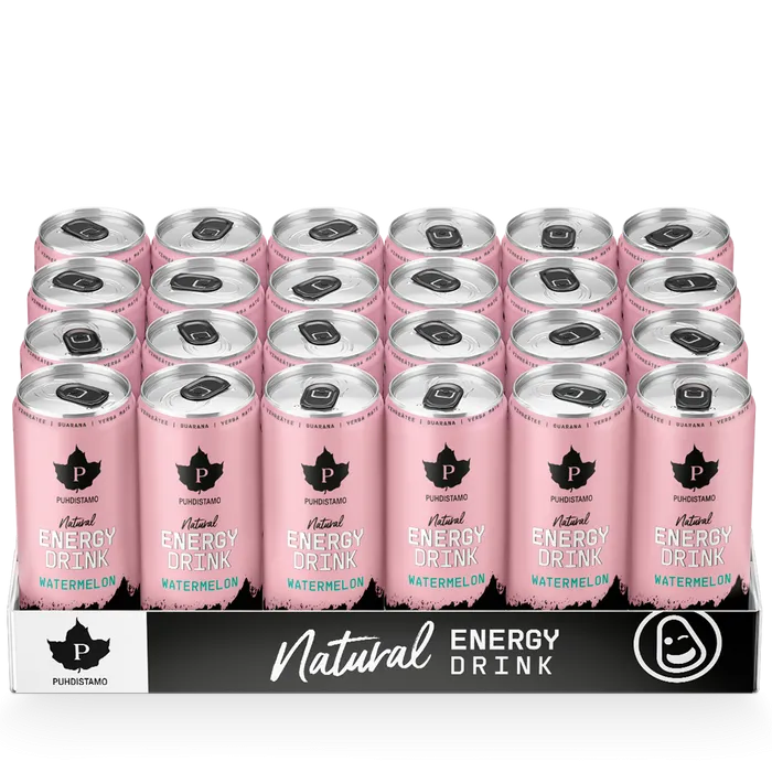 Puhdistamo Natural Energy Drink Watermelon Strong - 330 ml 24-pack