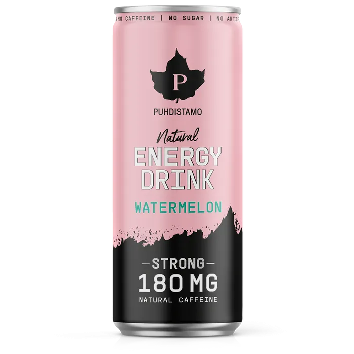 Puhdistamo Natural Energy Drink Watermelon Strong - 330 ml 24-pack