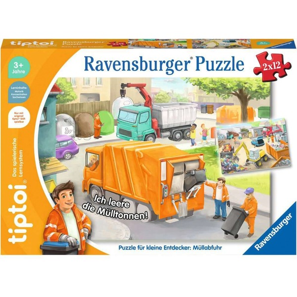 Ravensburger tiptoi puzzle for little explorers: garbage disposal -palapeli, 2x12 palaa