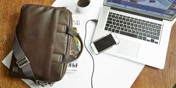 KNOMO STANFORD Full Leather Slim Laptop Carrier 13inch Brown