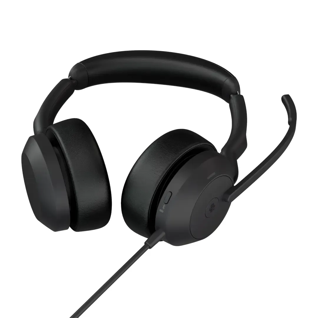 Jabra Evolve2 50 MS Stereo Headset with USB-A/C adapters, Black