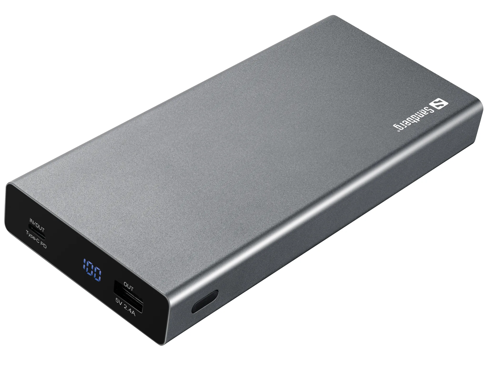 Sandberg Powerbank USB-C PD 20000mAh, 100W - powerbank, Aluminium