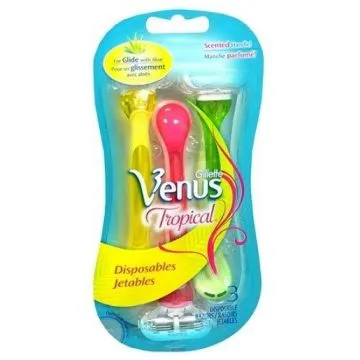 Gillette Venus Tropical -kertak&auml;ytt&ouml;h&ouml;yl&auml;, vihre&auml;, vaaleanpunainen, keltainen