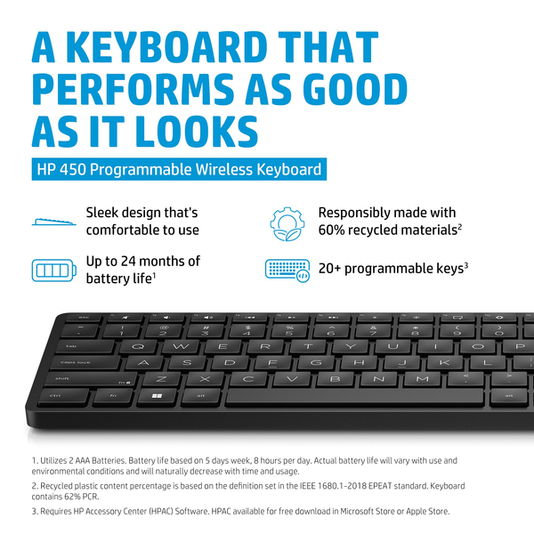 HP 450 Wireless Keyboard, Black - Nordic (Consumer)