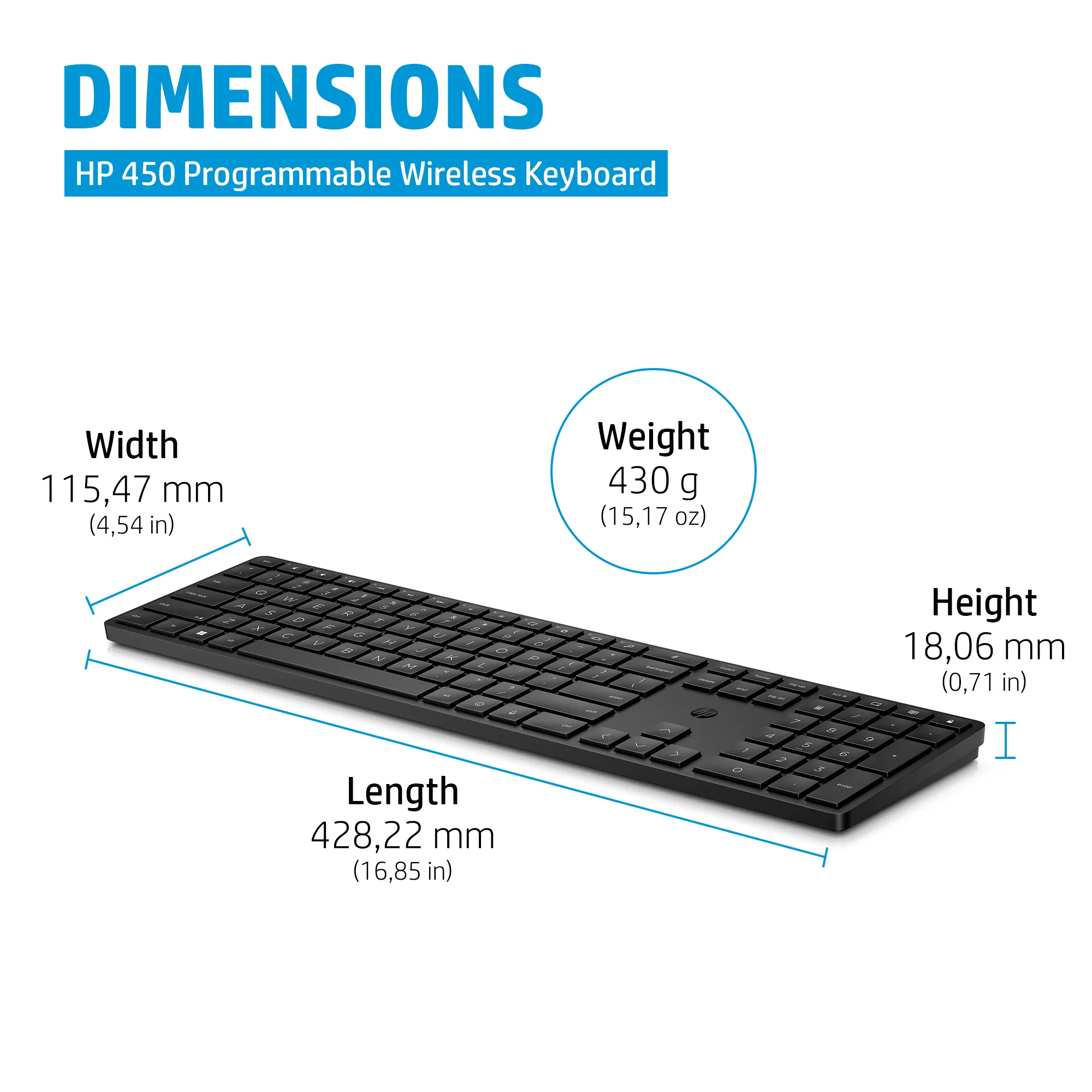 HP 450 Wireless Keyboard, Black - Nordic (Consumer)