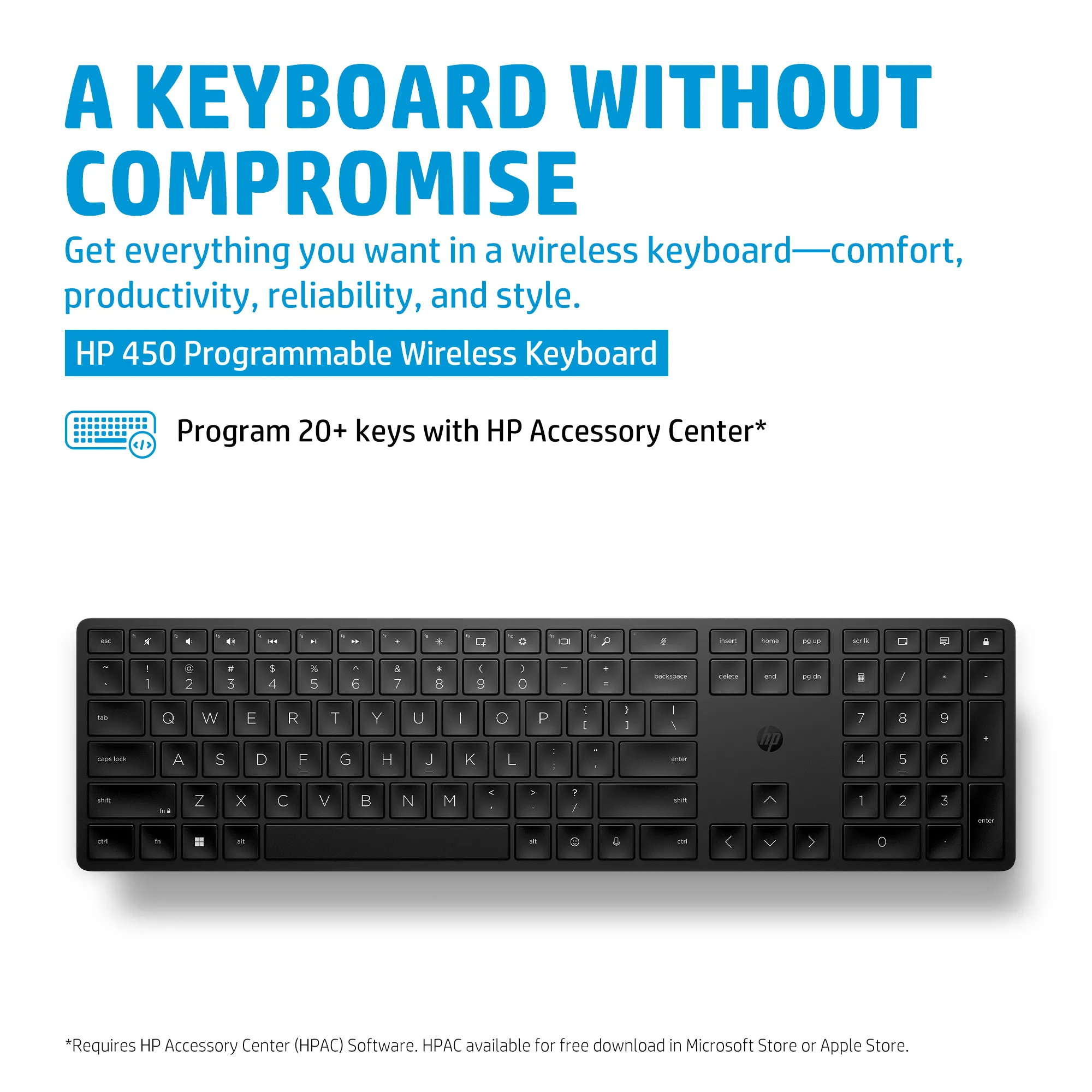 HP 450 Wireless Keyboard, Black - Nordic (Consumer)